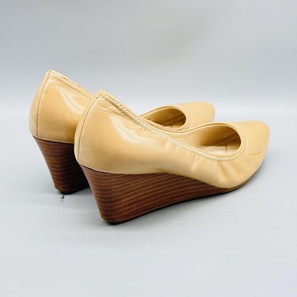 Cole Haan Shoes Womens 5 Beige Patent Wedge Heels Pump Grand OS Classic Slip On - Picture 6 of 9